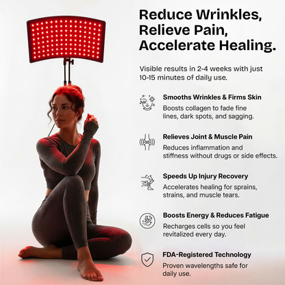 AuraCell RestorePanel Red Light Therapy Panel – 660nm & 850nm Near-Infrared for Pain Relief & Skin Rejuvenation