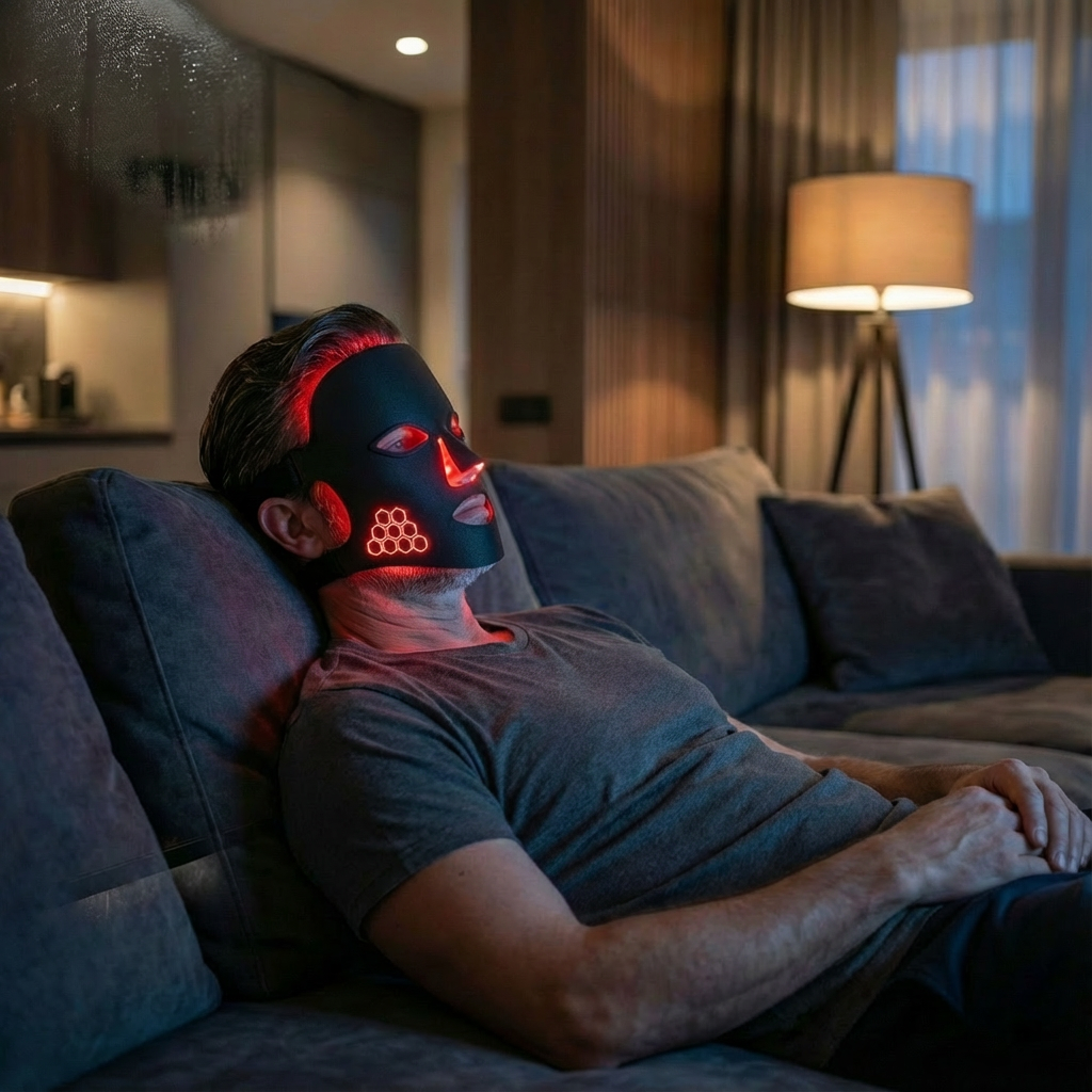 AuraCell Professional Dual-Spectrum LED Facial Mask - At-Home Light Therapy for Anti-Aging & Skin Repair