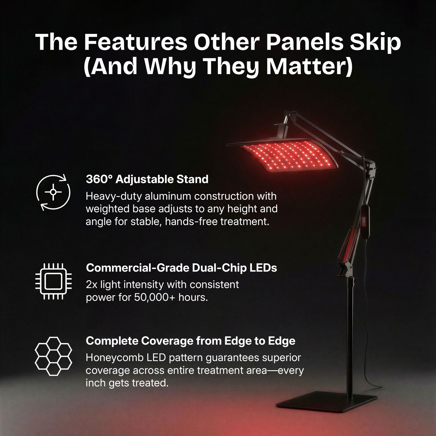 AuraCell RestorePanel Red Light Therapy Panel – 660nm & 850nm Near-Infrared for Pain Relief & Skin Rejuvenation