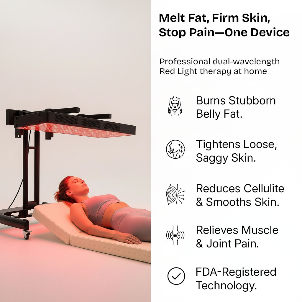 AuraCell Red Light Therapy Body Panel with 660nm & 850nm Near-Infrared – Full Back Pain Relief & Skin Tightening