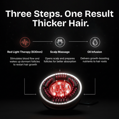 AuraCell GrowBrush Red Light Hair Growth Brush – 630nm LEDs for Thinning Hair & Scalp Health