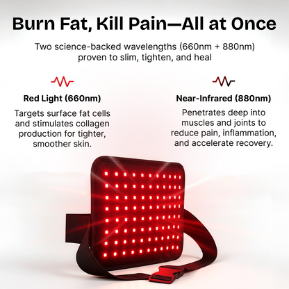 AuraCell Red Light Therapy Waist Belt with 660nm & 880nm Near-Infrared – Back Pain Relief & Body Toning