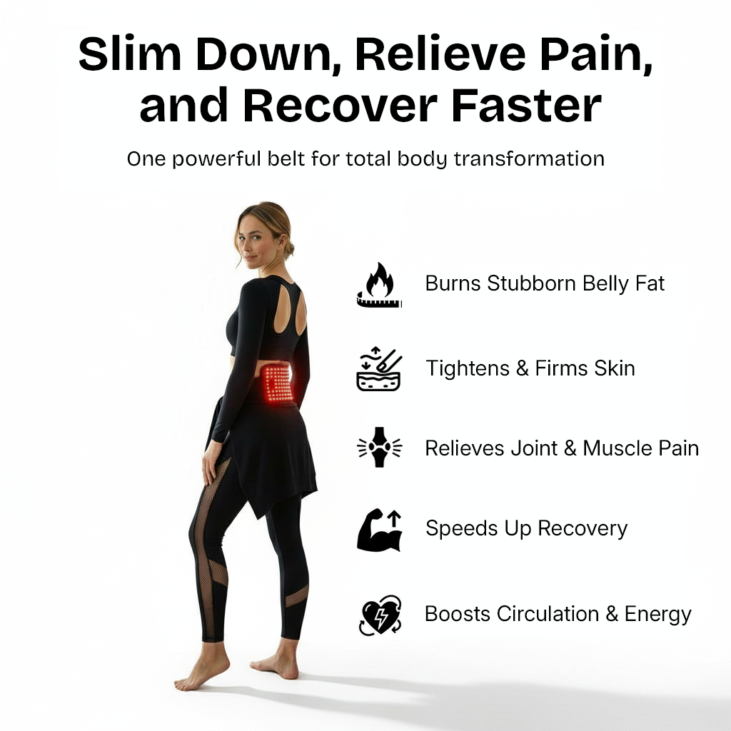 AuraCell Red Light Therapy Waist Belt with 660nm & 880nm Near-Infrared – Back Pain Relief & Body Toning