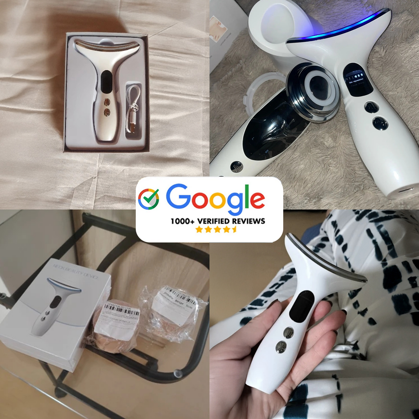 AuraCell Jawline Sculpting Device with EMS Microcurrent & 630nm Red Light – Neck & Double Chin Tightening | Lumi Red