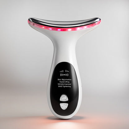 AuraCell Jawline Sculpting Device with EMS Microcurrent & 630nm Red Light – Neck & Double Chin Tightening | Lumi Red