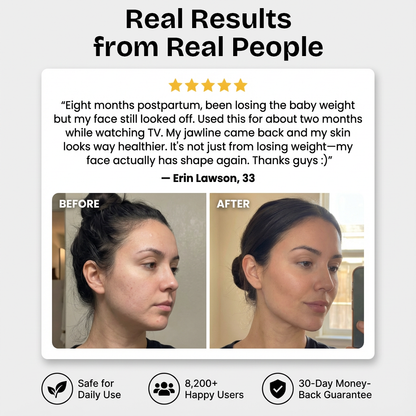 AuraCell Jawline Sculpting Device with EMS Microcurrent & 630nm Red Light – Neck & Double Chin Tightening | Lumi Red