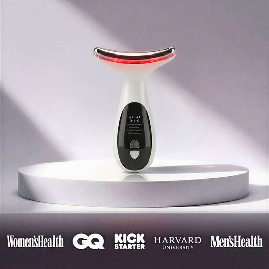 AuraCell Jawline Sculpting Device with EMS Microcurrent & 630nm Red Light – Neck & Double Chin Tightening | Lumi Red